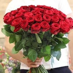 Букет из 51 красной розы 50 см (Россия-Голландия)