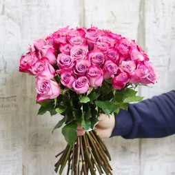 51 розовая роза (Кения) Premium 40 см