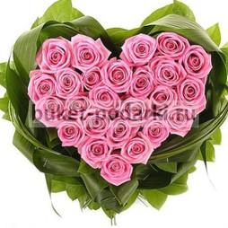 Сердце из 25 роз Аква